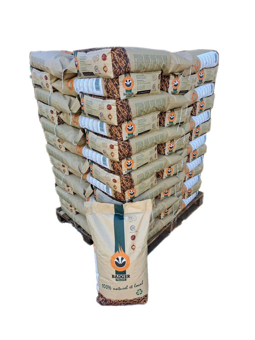 GRANULÉS DE BOIS BADGER Palette de 65 Sacs de 15kg soit 975kg