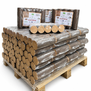 Bûche densifiée ronde Hêtre   Demi palette de 52 Packs de 5 bûches de 9.65kg